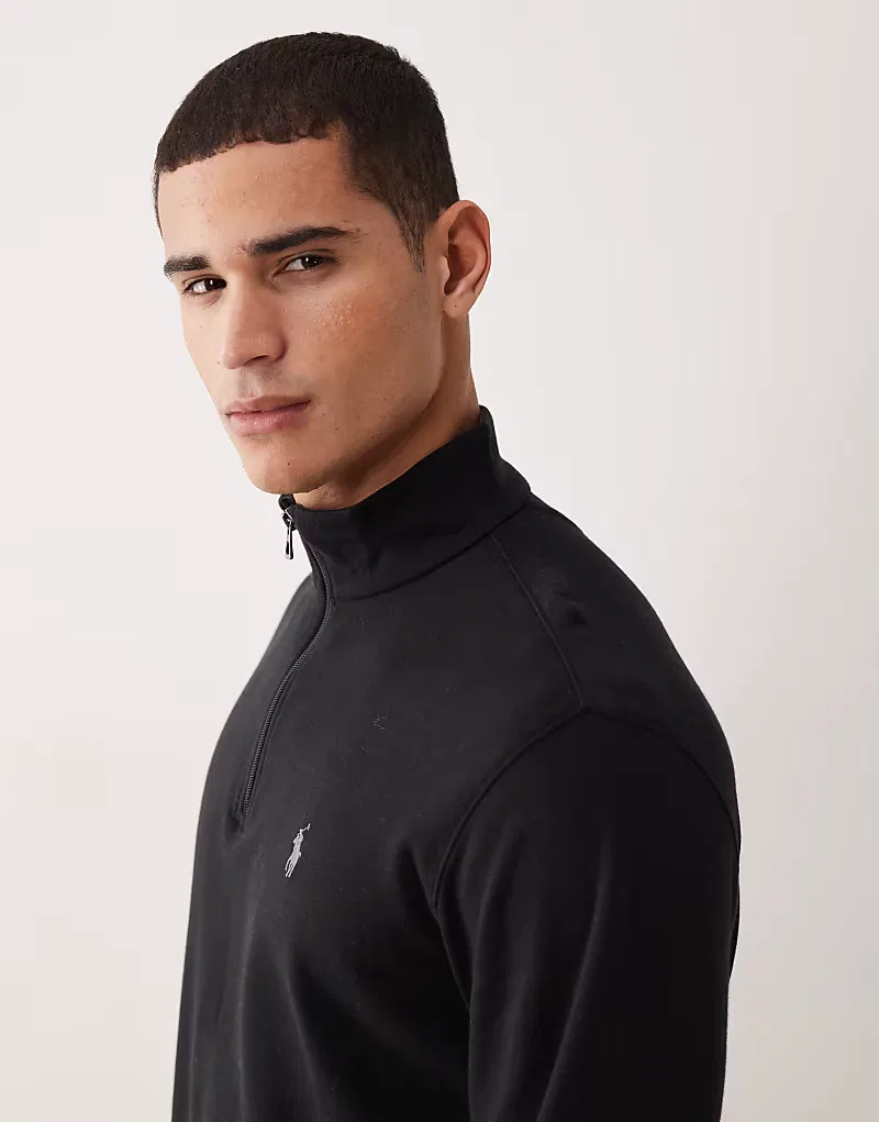 Толстовка из двойного трикотажа с короткой застежкой-молнией и логотипом Icon Polo Ralph Lauren, черный — фото 4