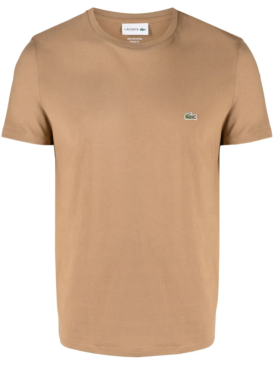 Футболка хлопковая коричневая Lacoste, коричневый