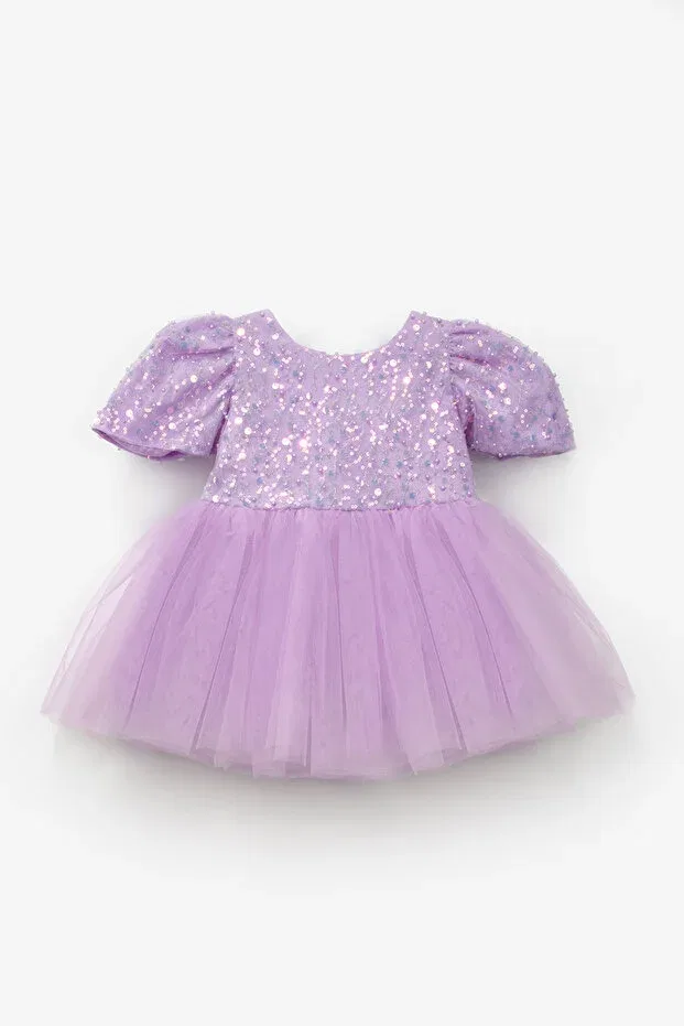 Детское платье для девочек с пайетками Lilac sequined beaded baby girl dress Le Mabelle, Lilac — фото 2