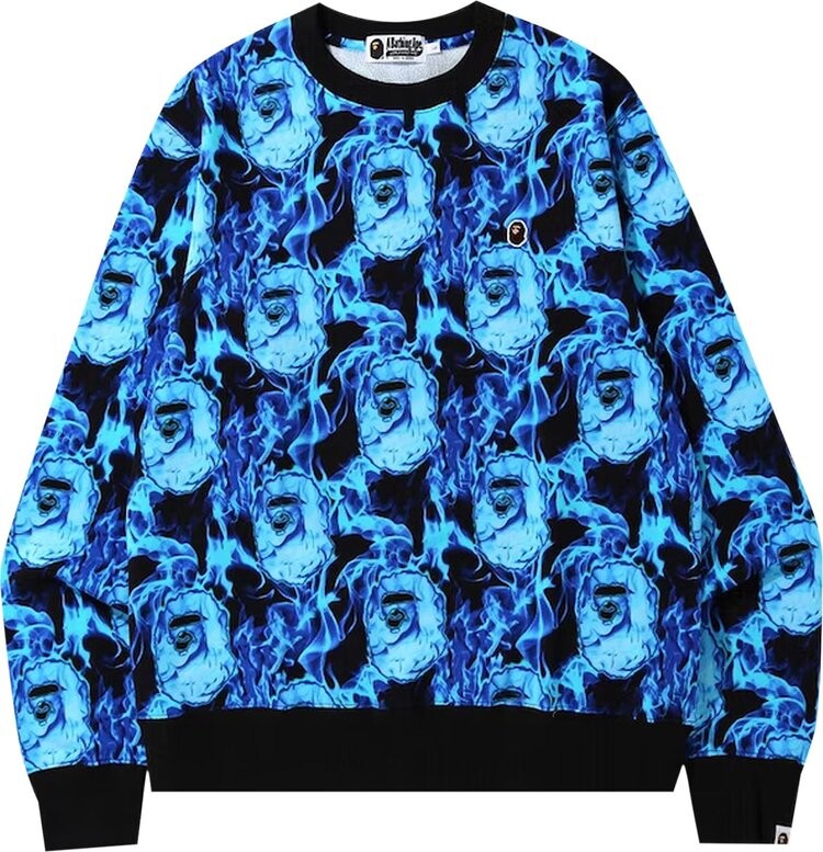 

Толстовка BAPE Flame Wide Crewneck 'Blue', синий