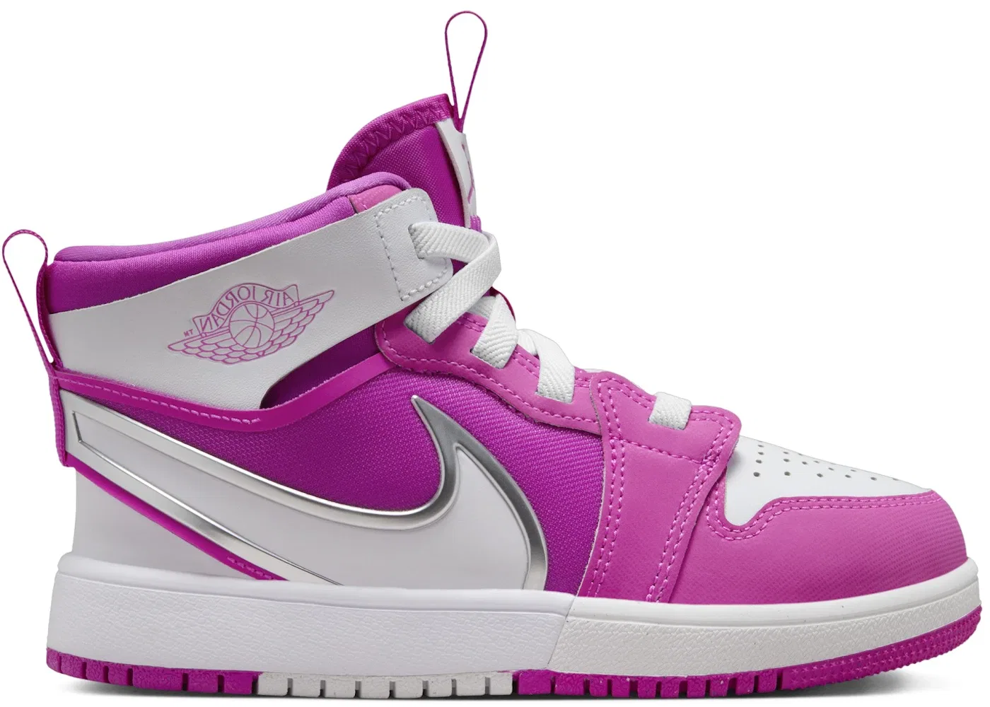 Детские кроссовки для мальчиков с липучками Jordan 1 Mid RM EasyOn Jordan, Fire Pink/White