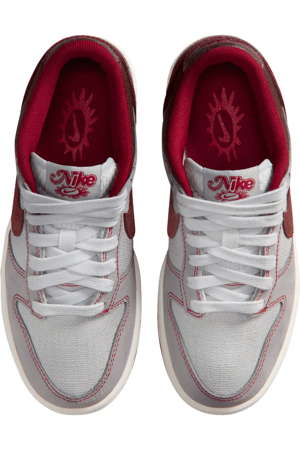 Кроссовки детские баскетбольные Dunk Low Nike, Platinum/Grey/Red/Burgundy — фото 3