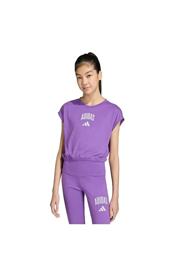 Детская футболка для девочек с принтом Adidas, Purple — фото 2