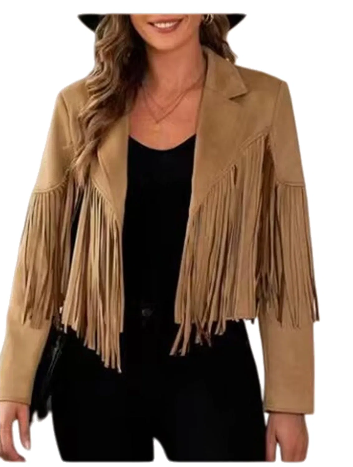 Женская куртка из искусственной замши с бахромой Concert Cowgirl, dark brown