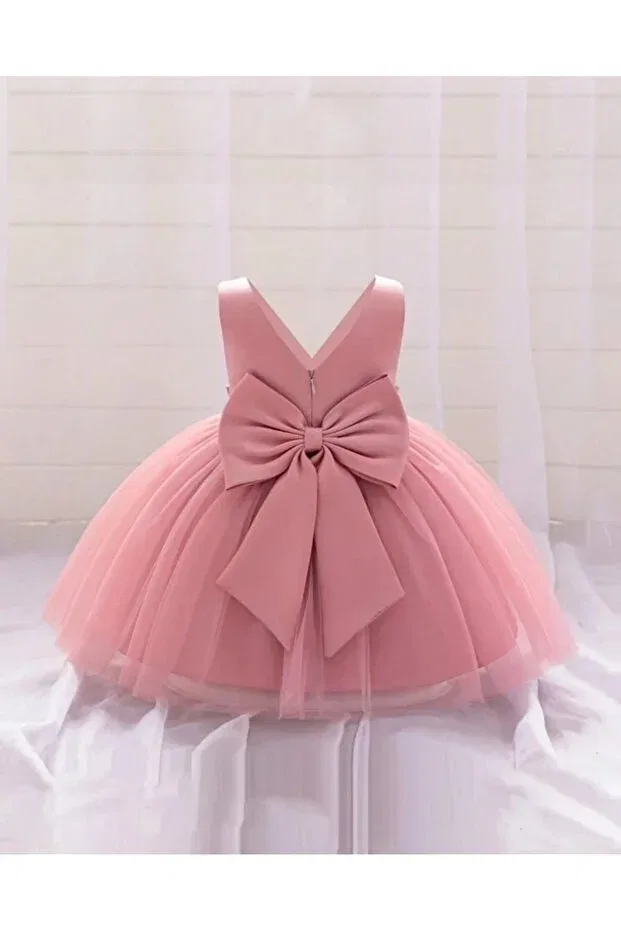 Детское платье для девочек с запахом Madya pudra baby girl wrap mini dress birthday dress Generic Brands, Powder — фото 2