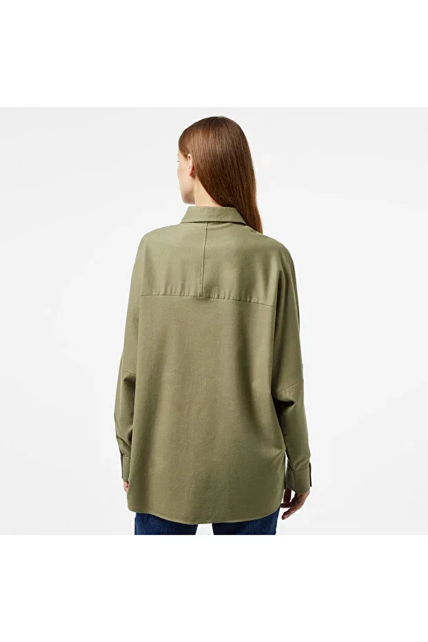 Женская свободная рубашка с длинным рукавом Lacoste, Bmy-Khaki — фото 2