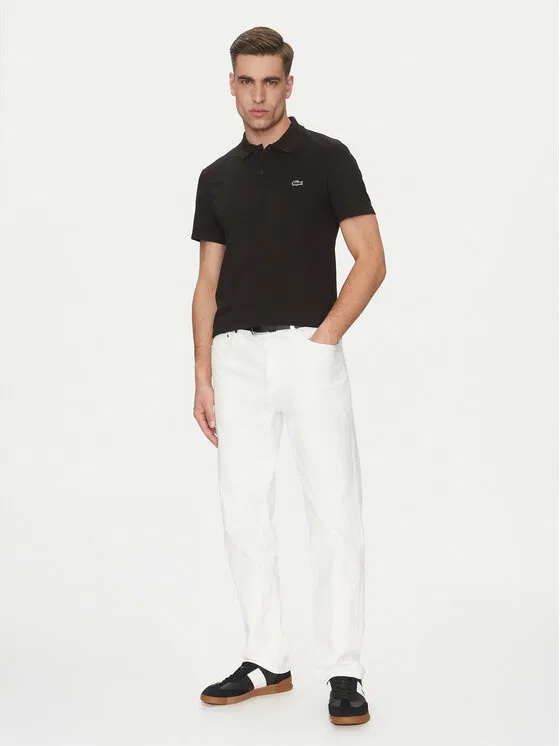 Поло Lacoste Regular Fit, мужское, однотонное, черный — фото 2