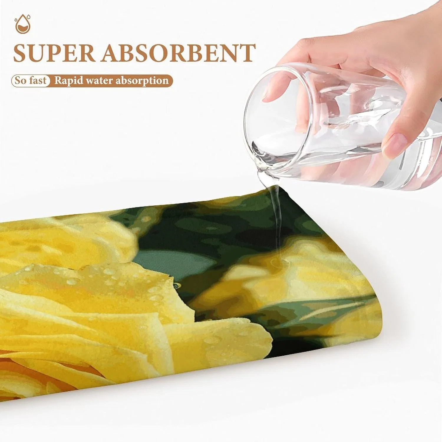 Мочалка из кораллового флиса KLSVTMEA, набор 1 шт, 72.9x35.1 см, Желтая Роза — фото 3