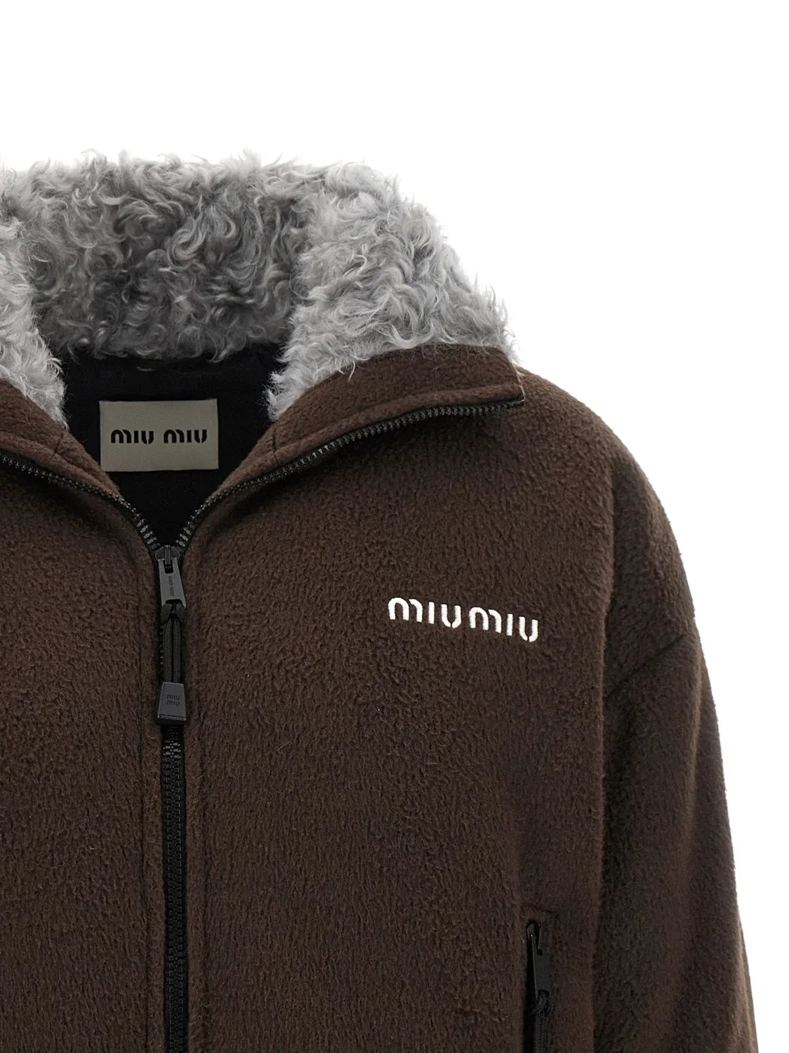 Пуховик MIU MIU, коричневый — фото 3