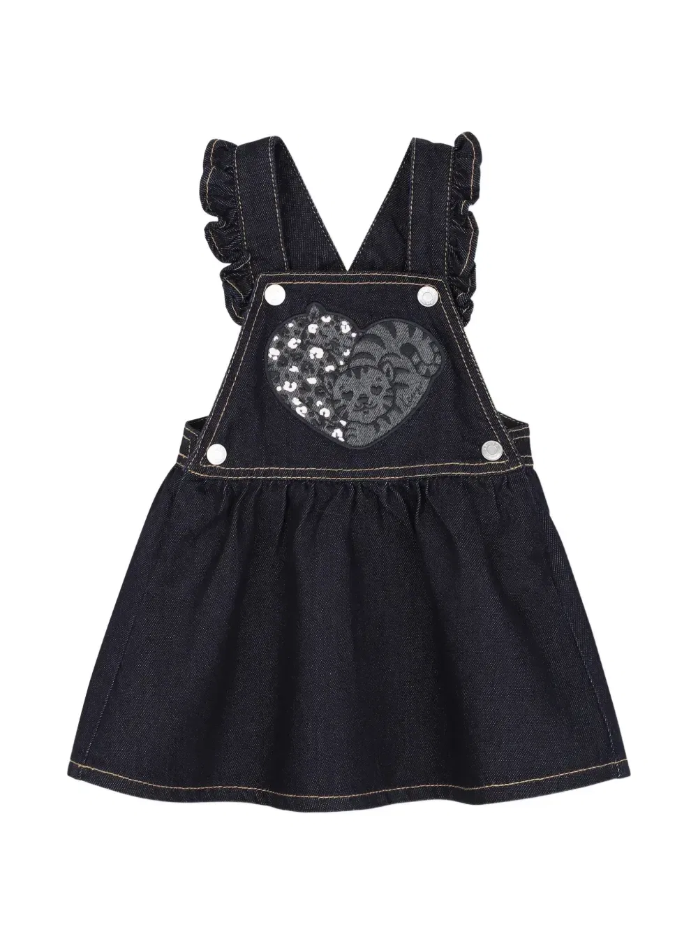 Платье с оборками и нашивкой Kenzo Kids, синий