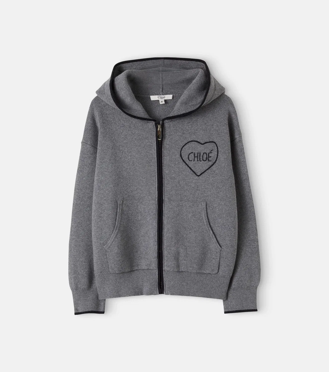 Толстовка на молнии с капюшоном Chloé Kids, серый