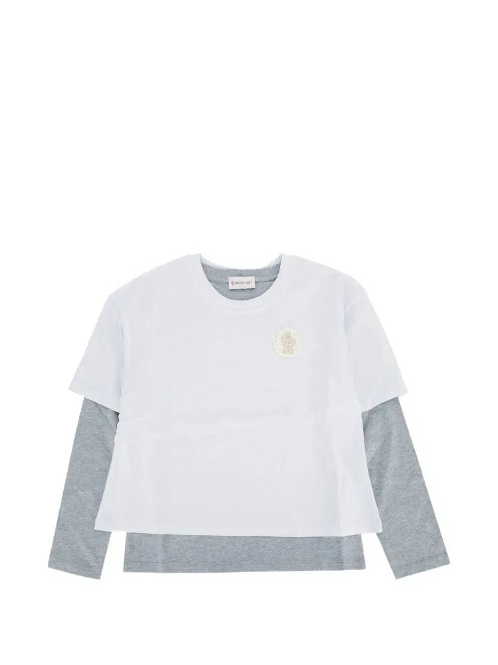 Многослойная футболка с нашивкой-логотипом Moncler Enfant, белый
