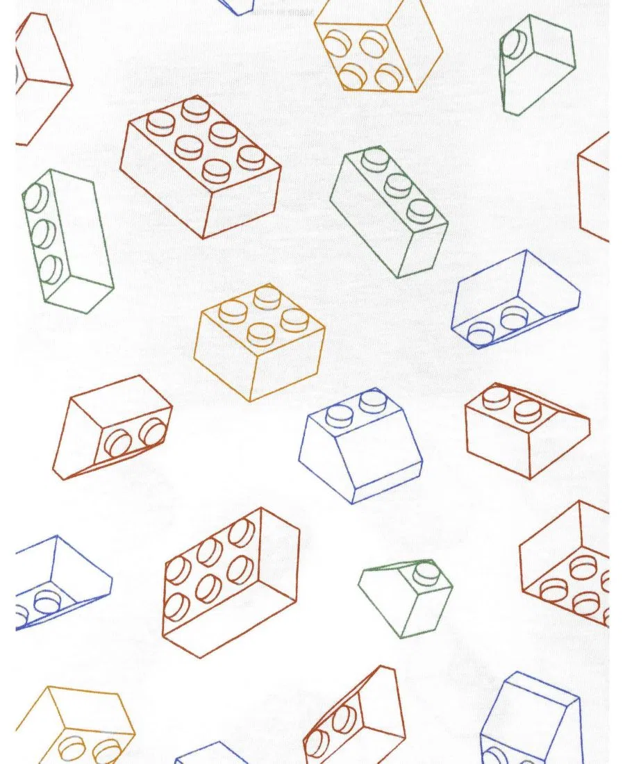 Футболка с длинным рукавом с принтом Ninjago Lego, White Multi Bricks — фото 3