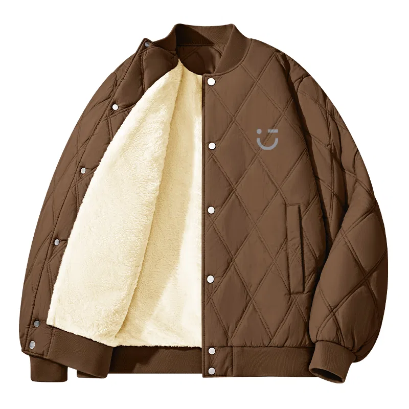 Утепленная куртка-пуховик детская с начесом M22 Light Gray Smiley Face Chest Logo MINISO, Caramel Brown
