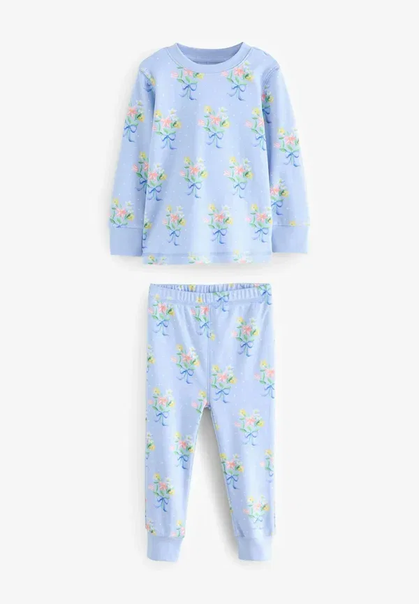 Комплект пижамный из 3 предметов, хлопок, Floral, Pyjama Set, Next, Pink, синий/розовый — фото 2