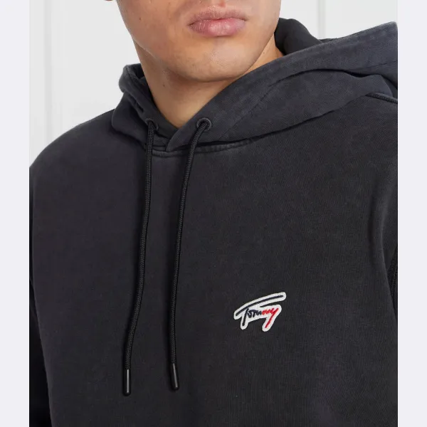 Стираная фирменная толстовка стандартного кроя Tommy Hilfiger, черный — фото 3