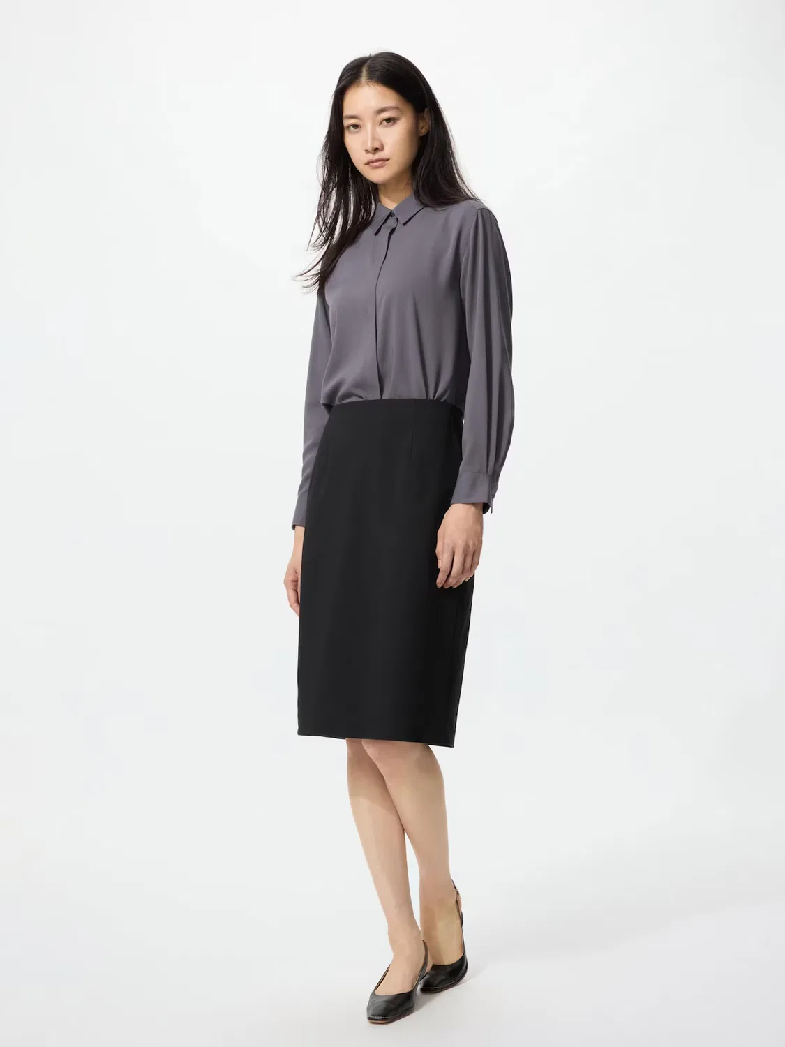 Юбка Uniqlo, эластичная, черная