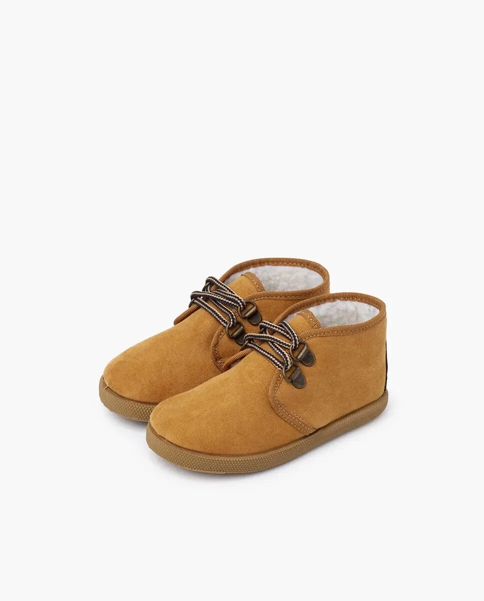 Детские ботинки для девочек с замшевым верхом Pisamonas, Camel — фото 2