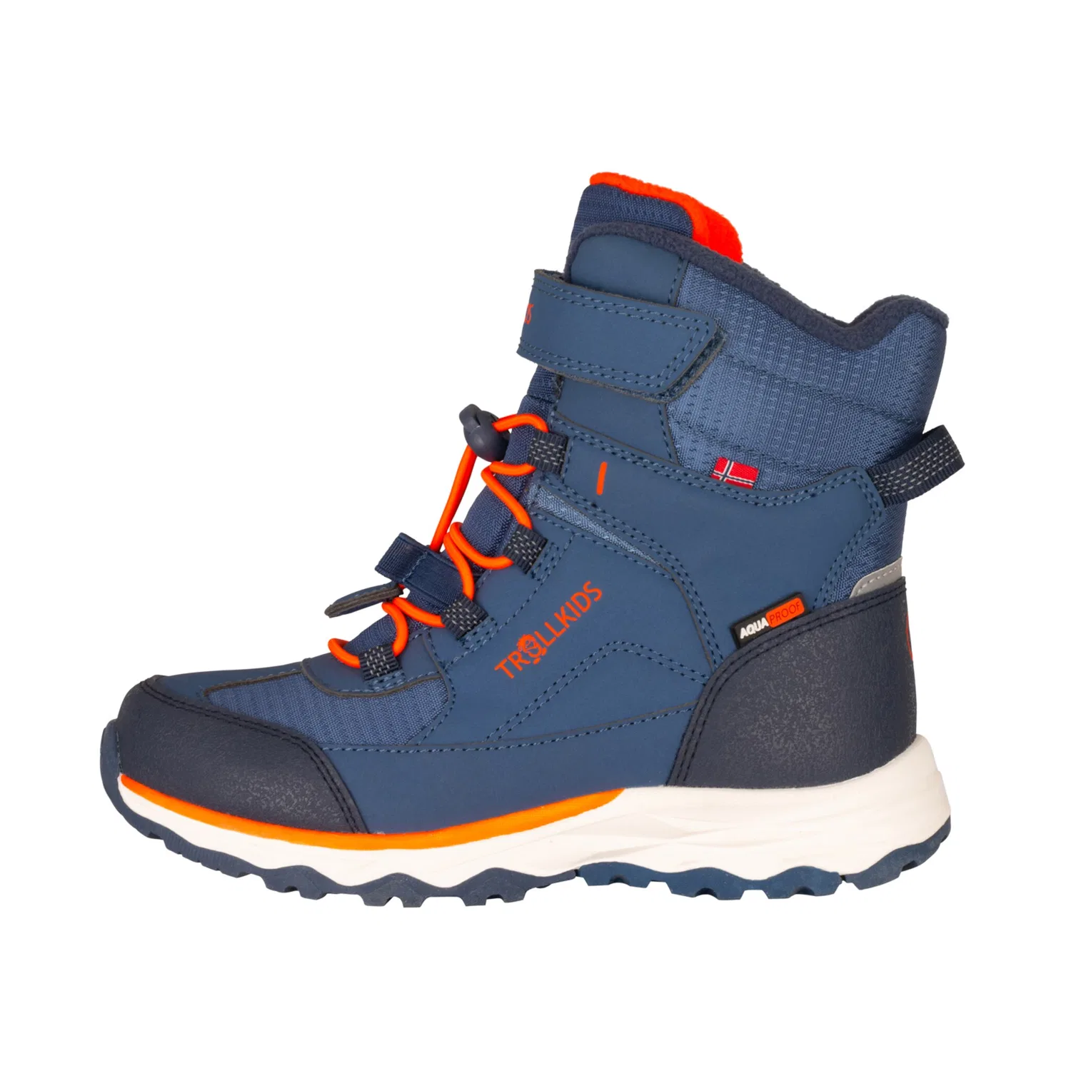 Детские зимние ботинки снегозащитные TROLLKIDS, Nordic Blue/Mystic Blue/Flame Orange — фото 2