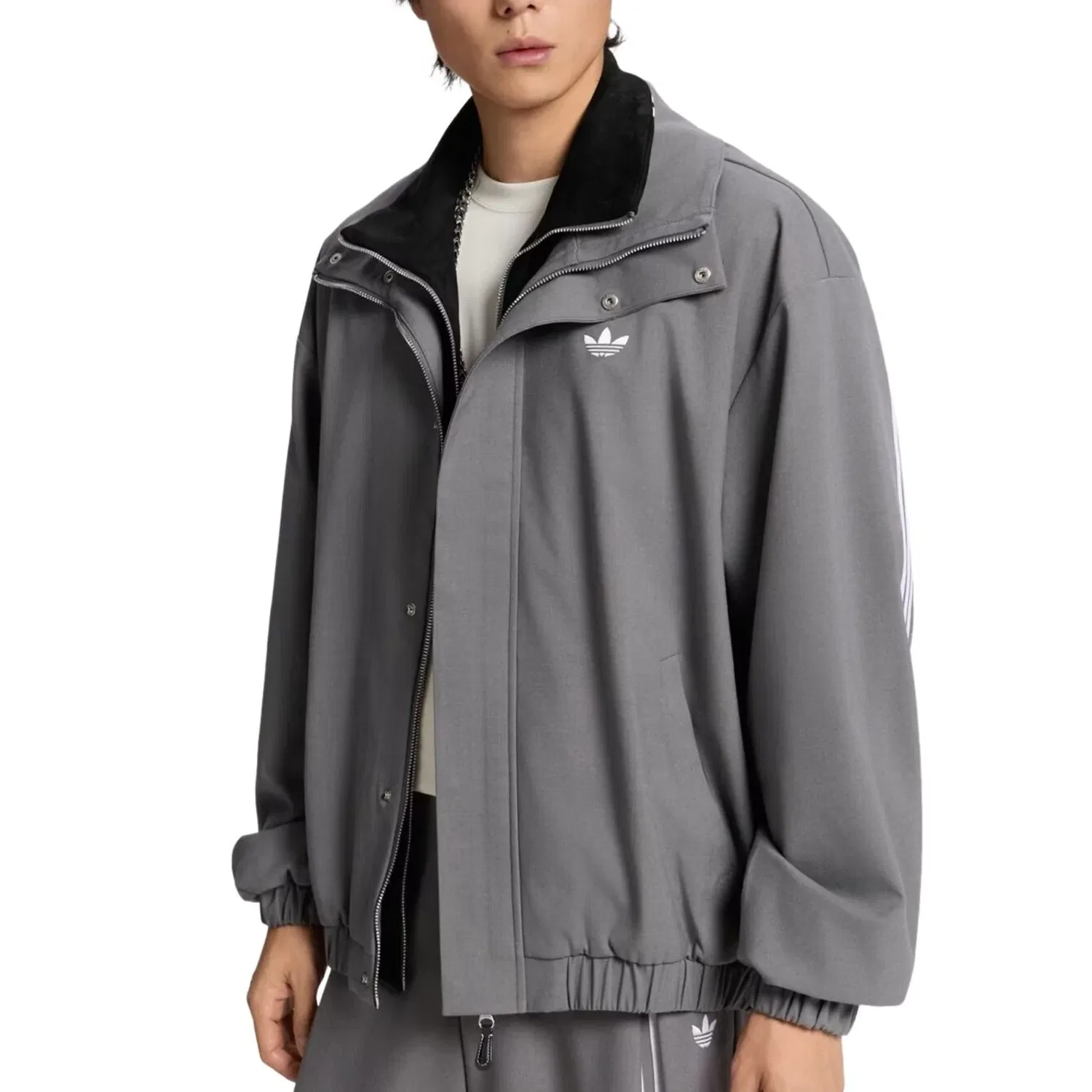 Мужская куртка 3S Deluxe M Jacket Asia Sizing 'Grey' adidas, серый — фото 3