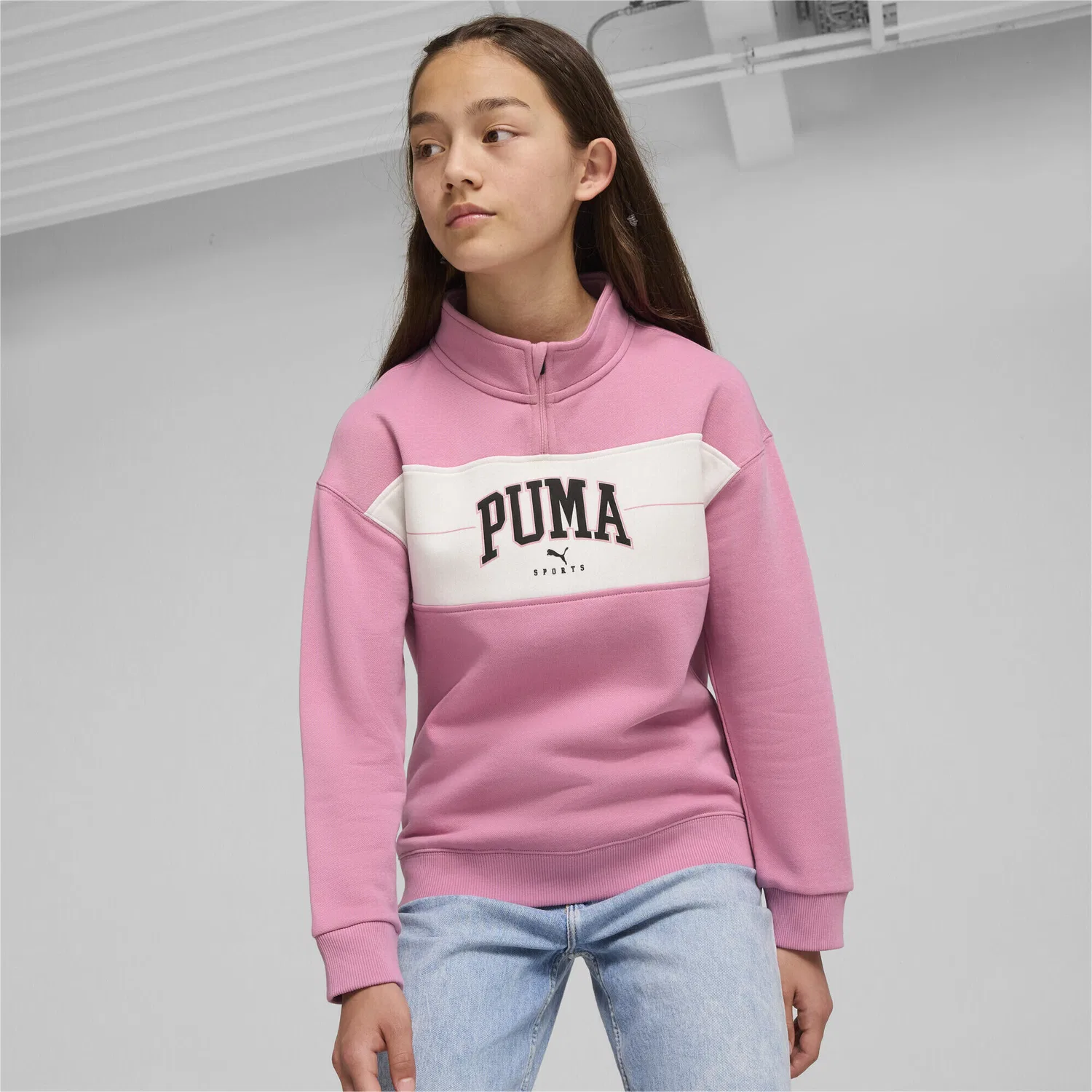 Детский свитшот с принтом PUMA SQUAD Puma, Mauved Out Pink — фото 3