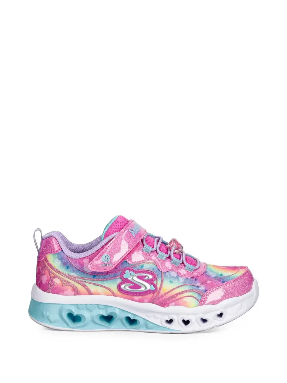 Кроссовки для девочки Flutter Heart Lights Skechers, розовый/синий — фото 2