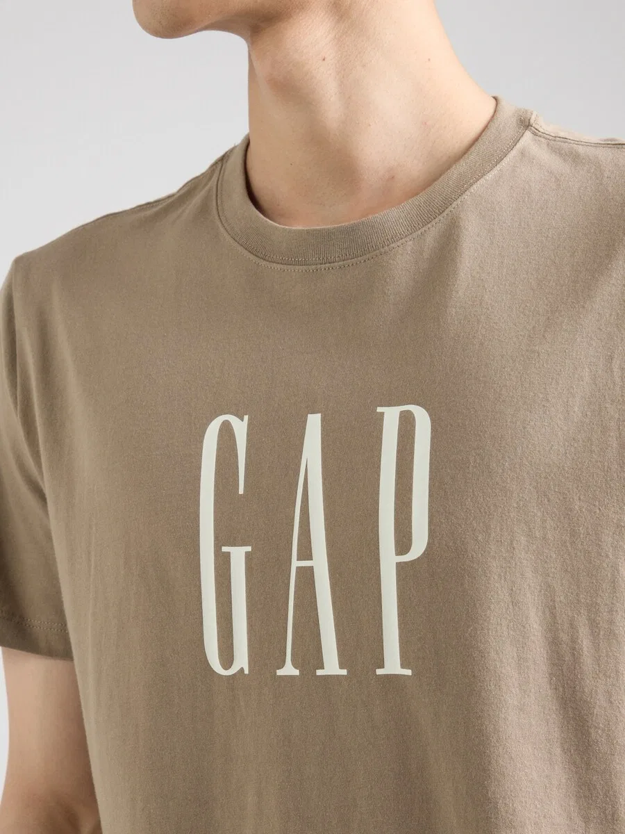 Рубашка GAP бежевого и светло-бежевого цвета — фото 2