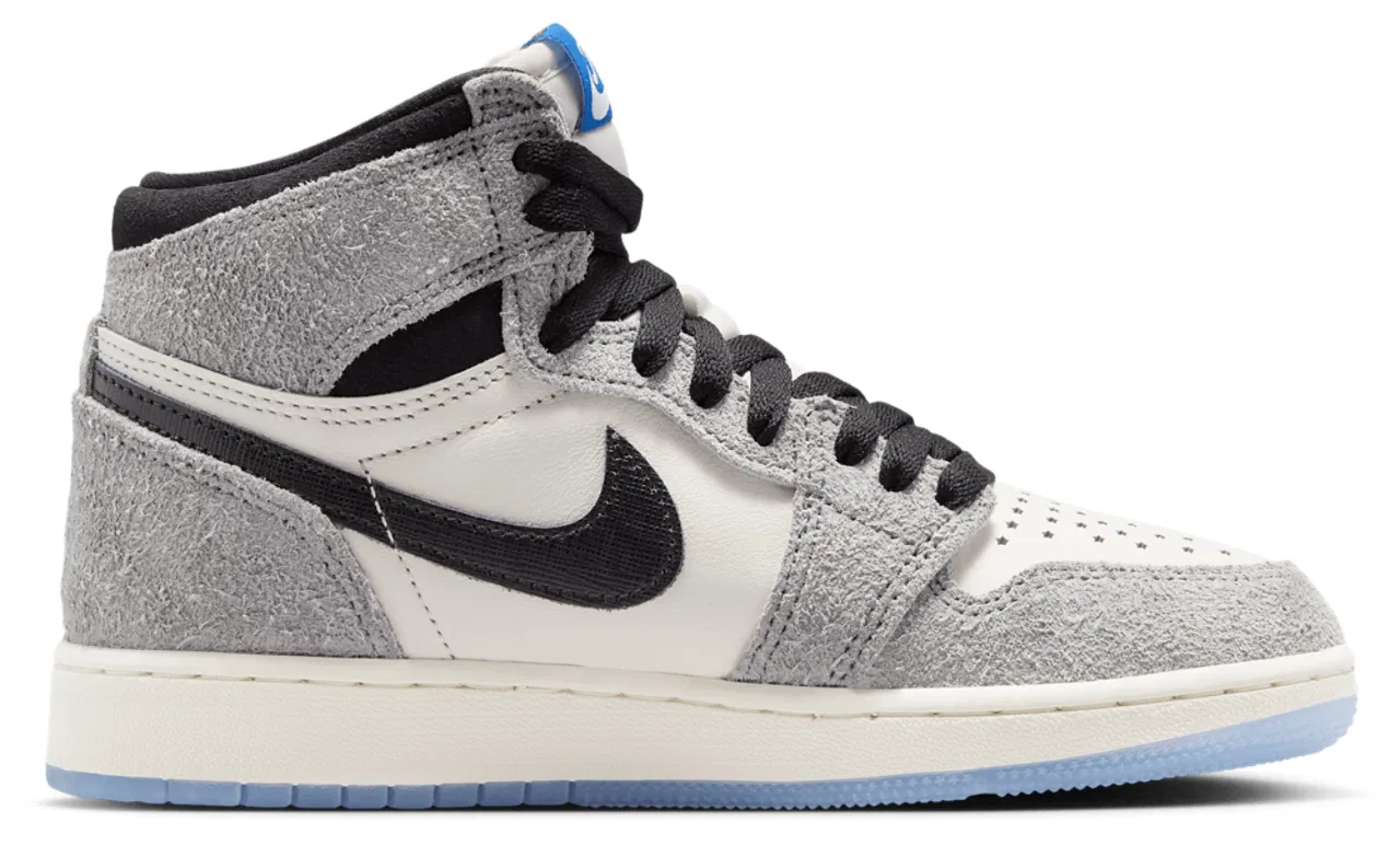 Кроссовки для мальчиков Retro 1 High OG Jordan, цвет Cool Grey/Black/Game Royal