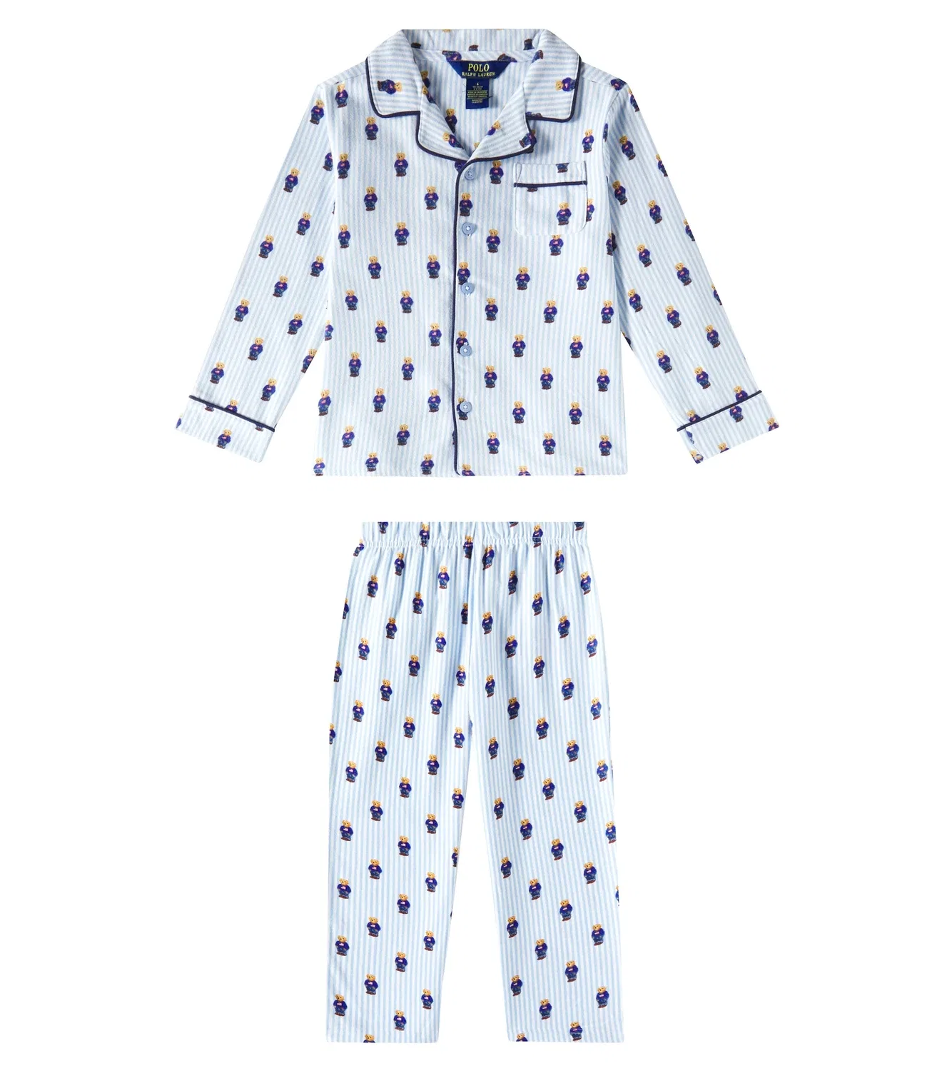 Комплект пижам из хлопка с Медведем Поло Polo Ralph Lauren Kids, голубой