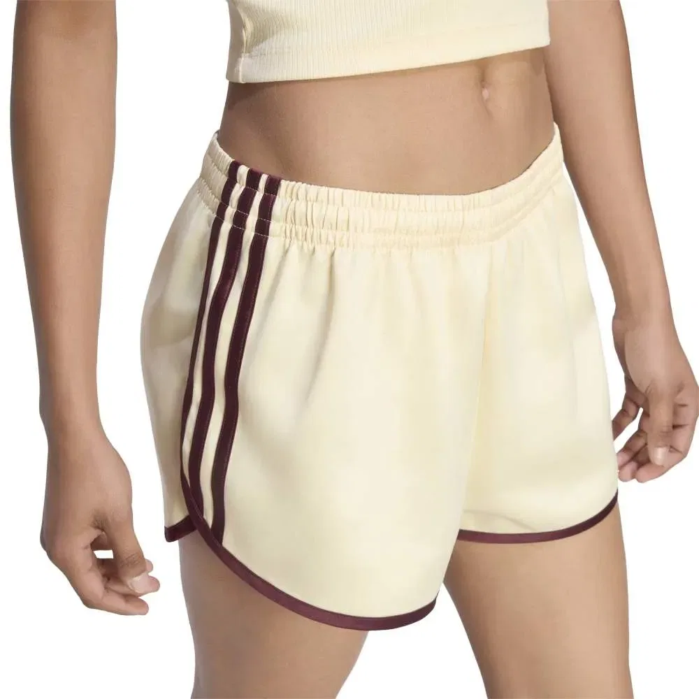 Женские шорты из атласа с принтом Satin 3 Stripes Sprinter Adidas Originals, Yellow — фото 4