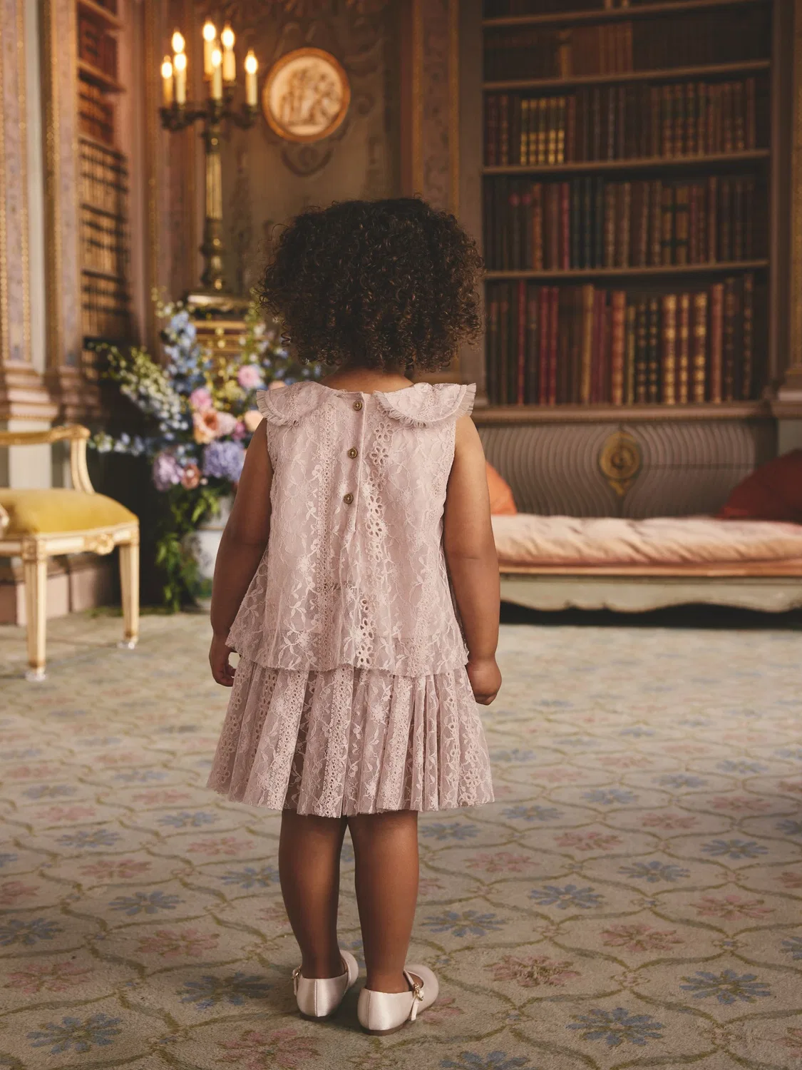 Комплект кружевной топ и юбка, кружево, Pink Lace Top & Skirt Set Next, розовый — фото 3