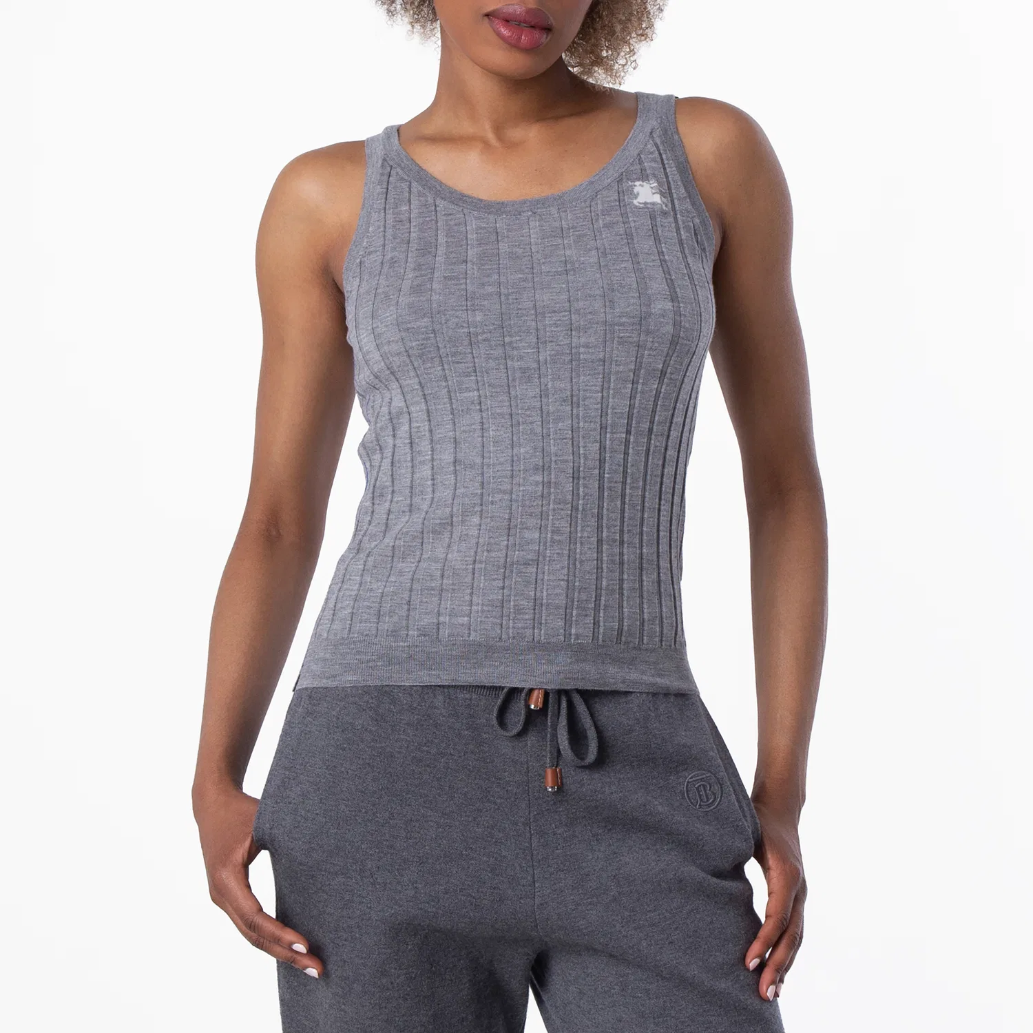Топ без рукавов из кашемира EKD Intarsia Logo Burberry, Light Grey Melange