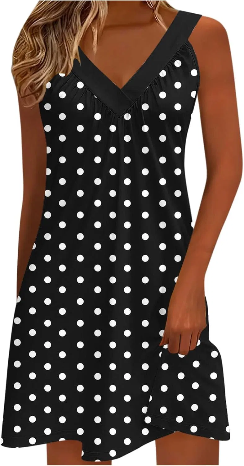 Женское летнее платье с полосками Polka Dot, Black