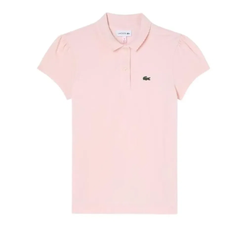 Детское поло для девочек с коротким рукавом Lacoste kids, Pink — фото 3