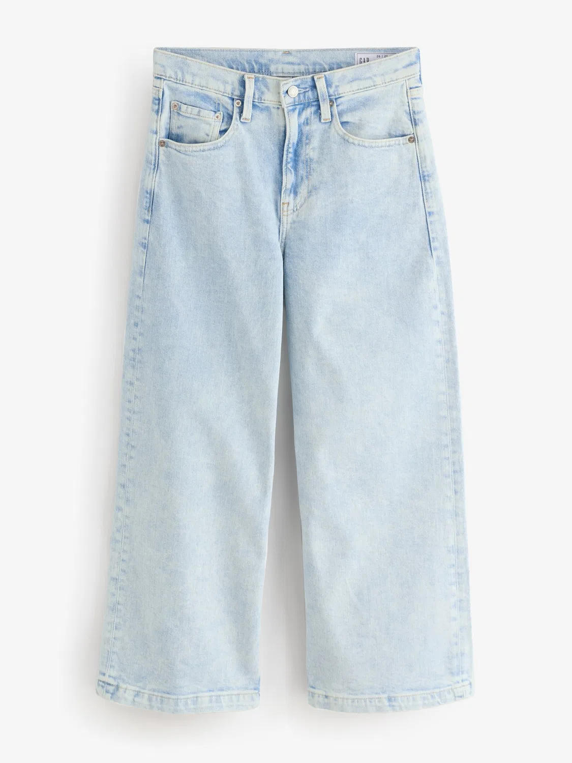 Джинсы с высокой посадкой, широкие, модель Light Wash High Waisted Wide Leg Ankle Gap, Light Wash