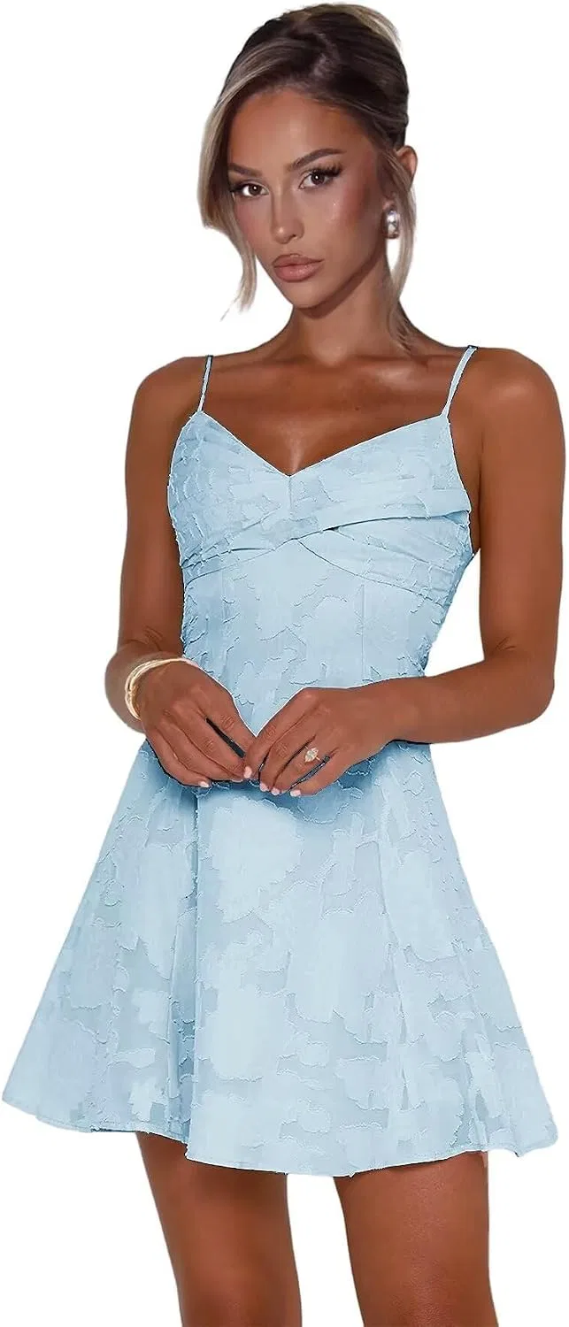 Женское короткое платье-футляр с кружевом YHW73, Light Blue