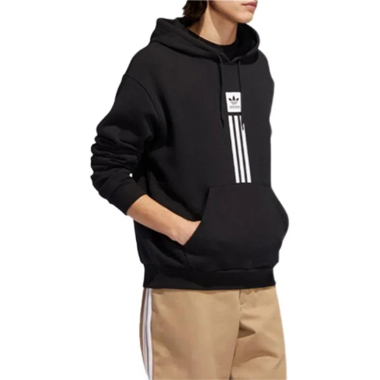 Мужское худи с капюшоном из футера с начесом Adidas Originals, Черный — фото 3