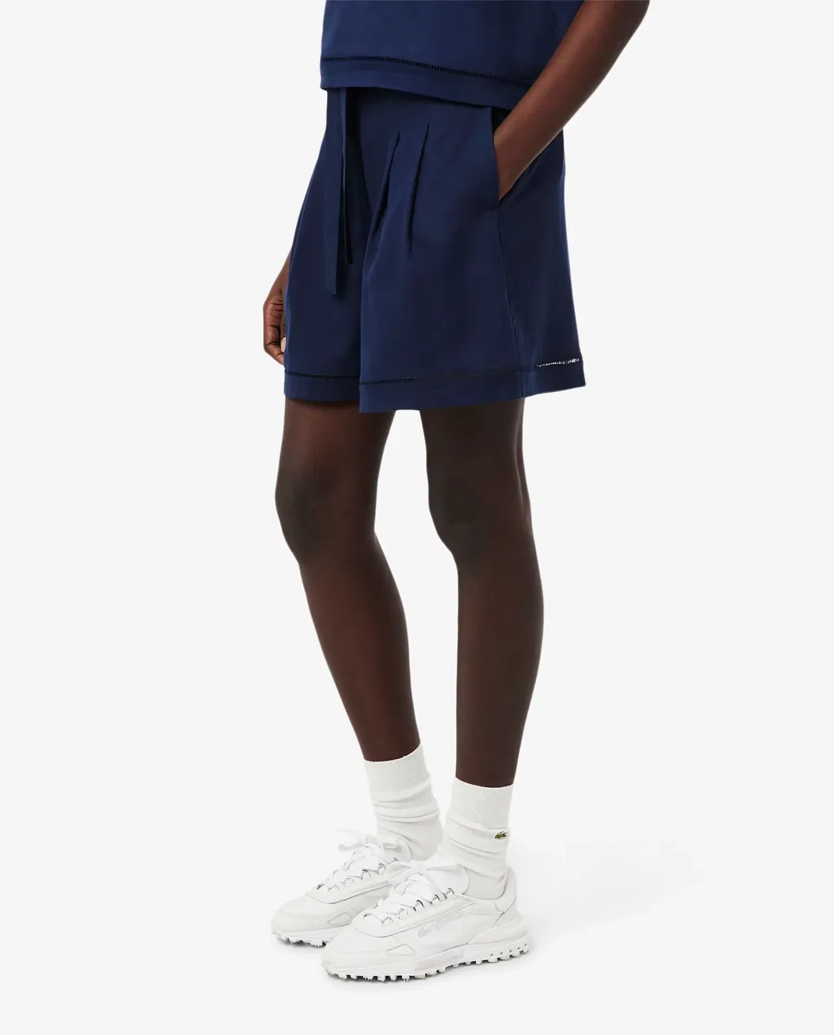 Женские бермуды свободного кроя из льняной смеси Lacoste, Azul Marino — фото 3