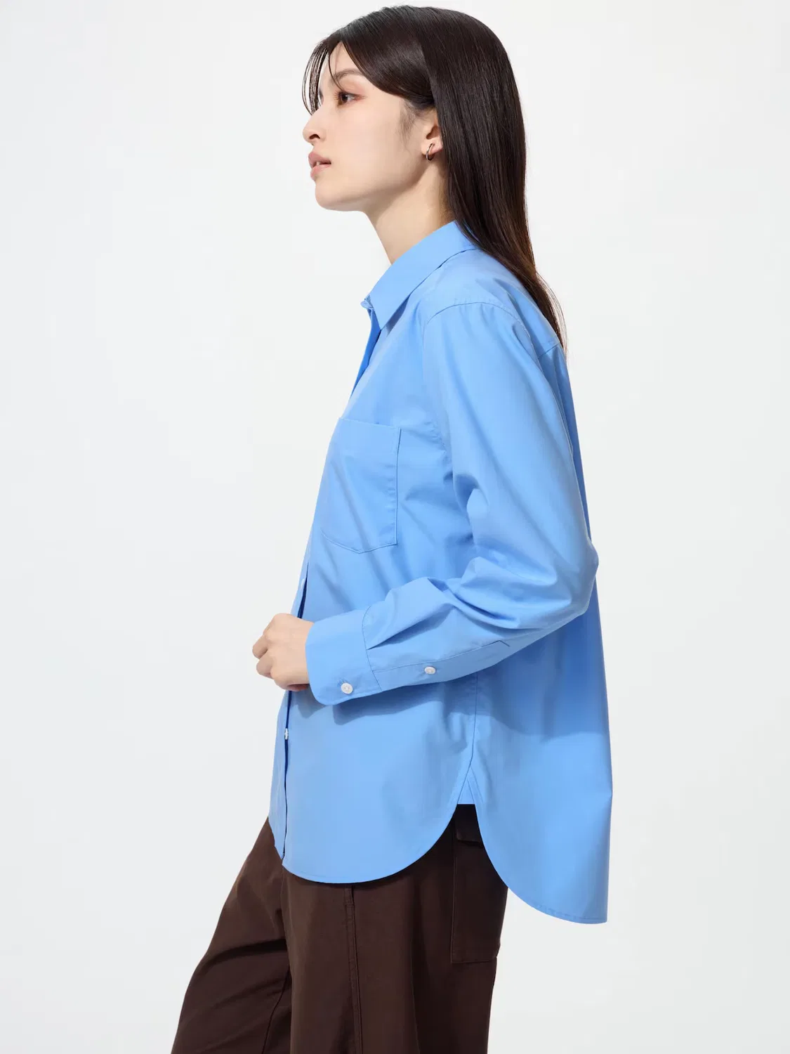 Рубашка Uniqlo, из смесовой хлопковой ткани, белый — фото 3