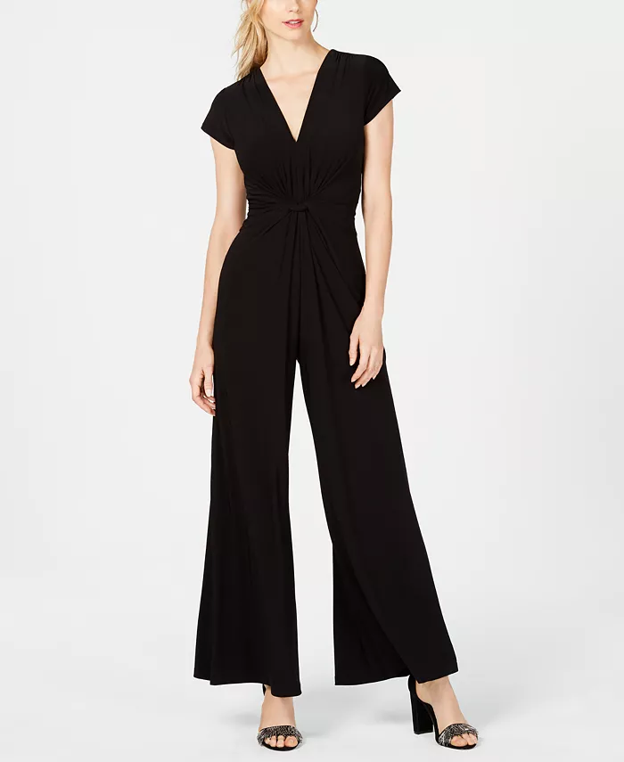

Комбинезон с глубоким вырезом и скрученным передом Vince Camuto, черный