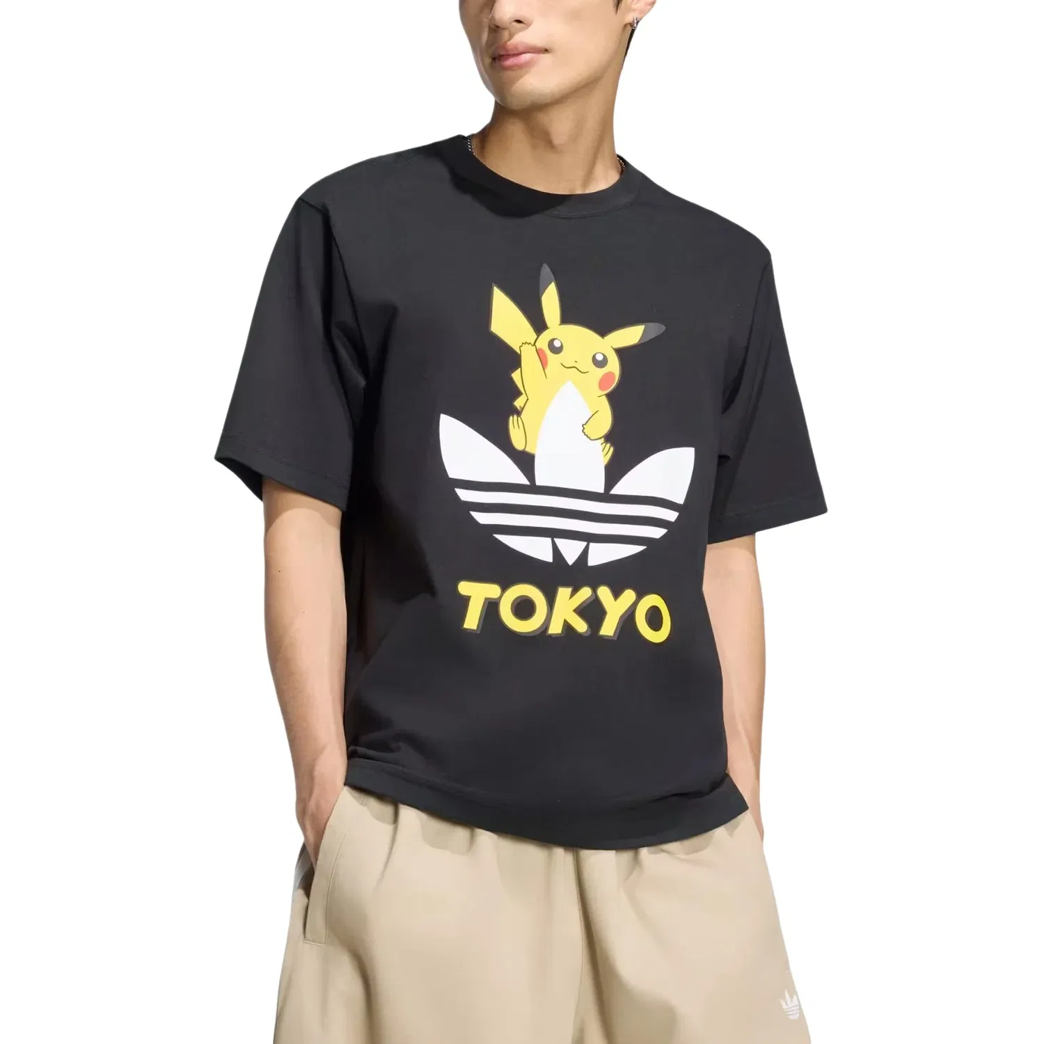 Мужская футболка Pokemon T-Shirt Tokyo 3 Asia Sizing 'Black' adidas, черный — фото 3