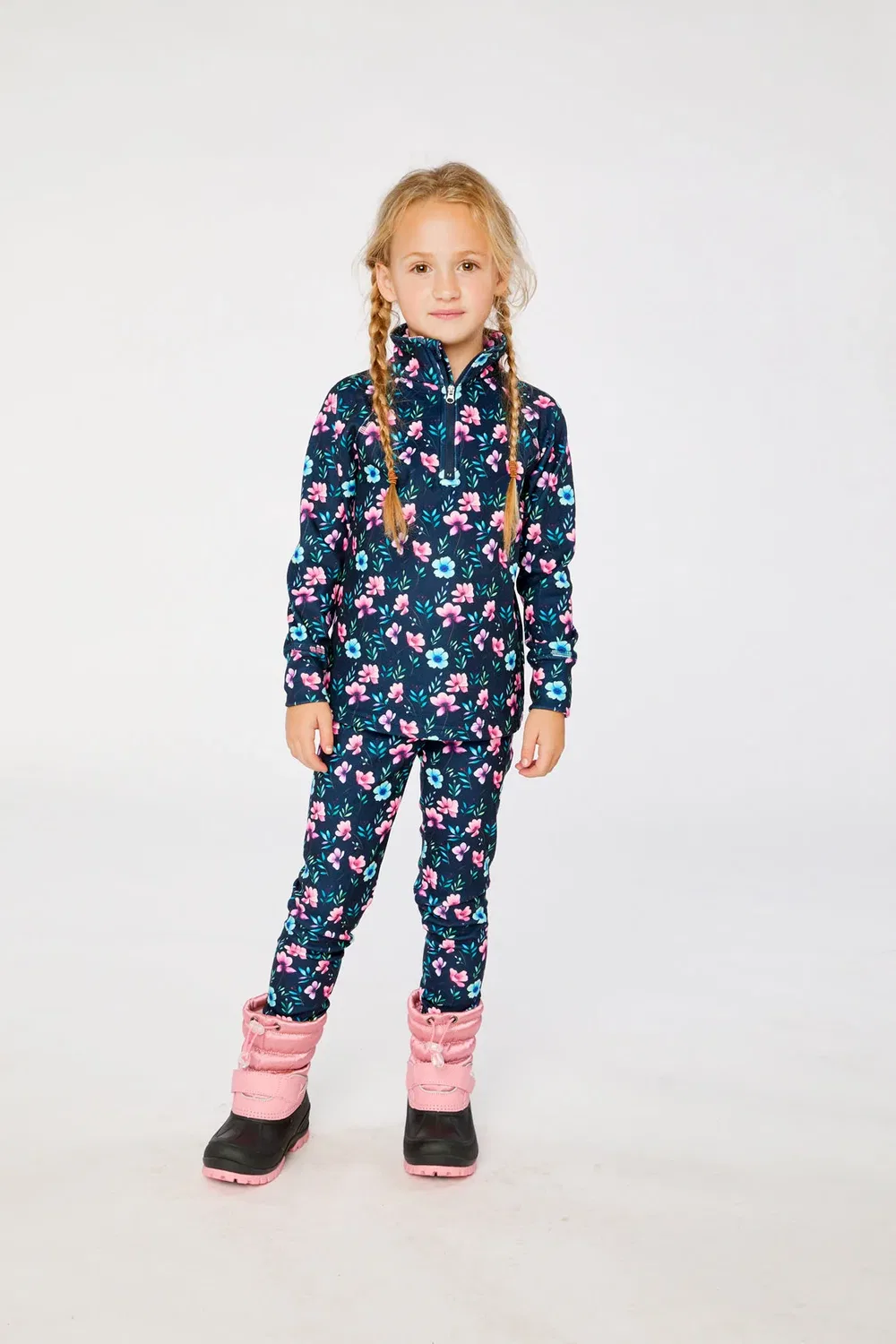 Детский термокомплект из двух предметов с цветочным принтом Deux par Deux, Blue Floral Print — фото 2