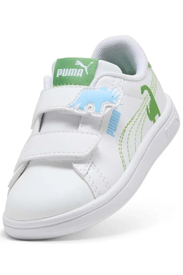 Детские спортивные туфли для мальчиков на липучке Smash 3.0 dino v inf 405637 Puma, White — фото 3