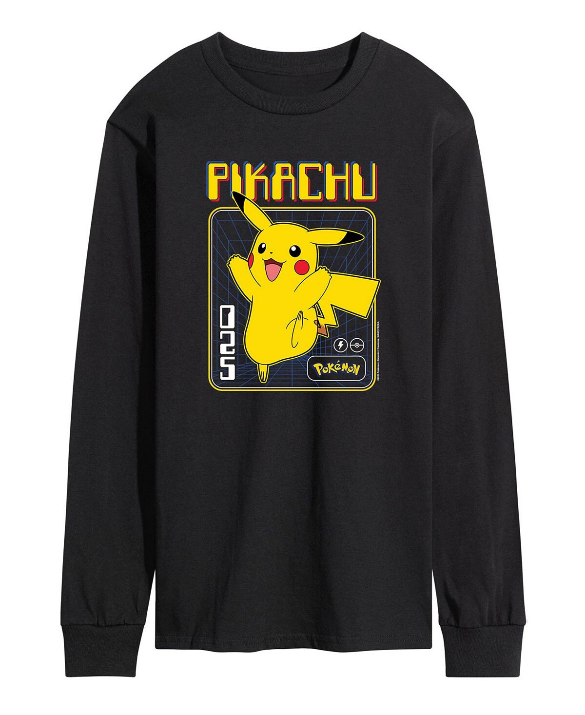 

Мужская футболка с длинным рукавом pokemon pikachu AIRWAVES, черный