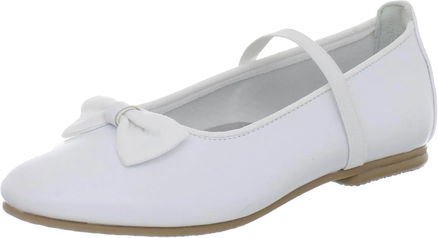 Детские балетки Marcy Ballet Flat для девочек Jumping Jacks, White Smooth/White Faille Trim