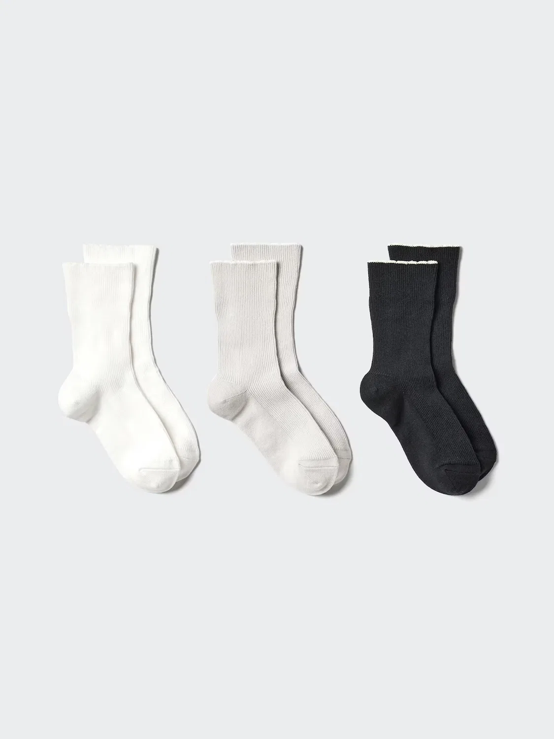 Носки Uniqlo Детские носки, набор из 3 пар, двусторонние с волнистым краем, белый — фото 2