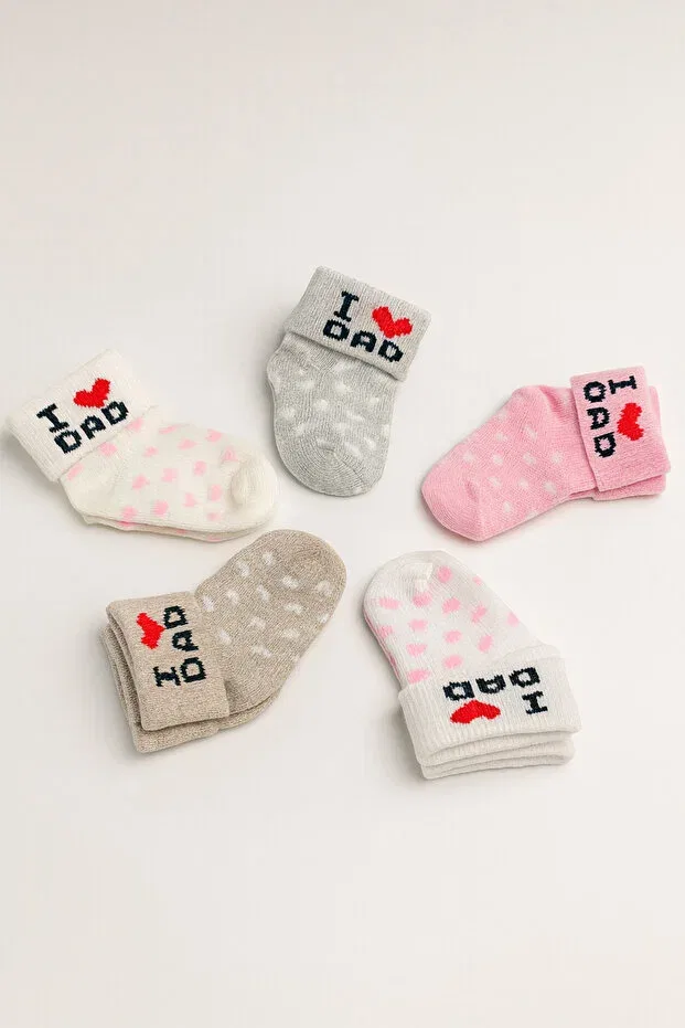 Детские носки для новорожденных хлопковые I Love Dad Mou&Kou, Pink — фото 3