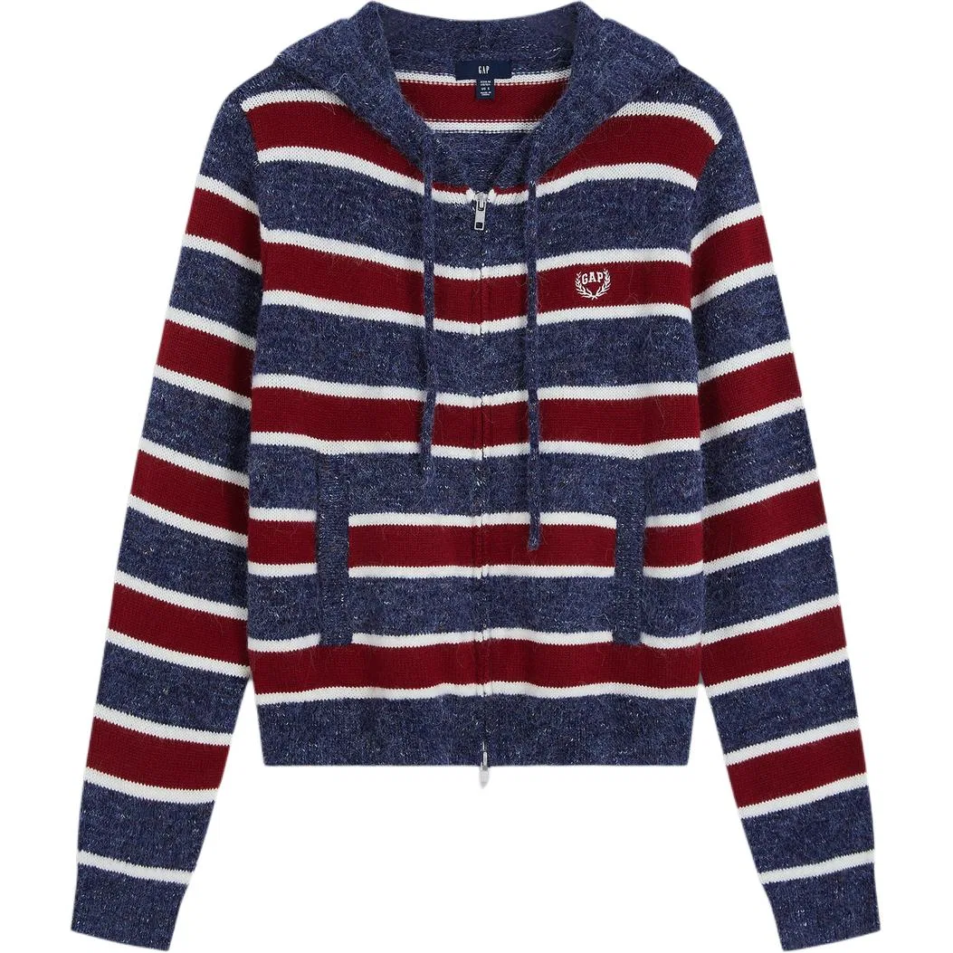 Женский кардиган с капюшоном и полоской, Marine Blue Stripe, GAP