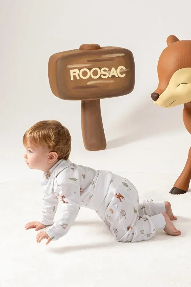 Детское боди для новорожденных с длинным рукавом Basics Roosac, Forest — фото 4