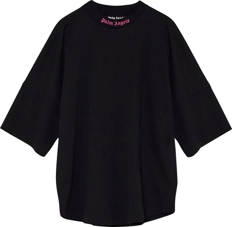 

Футболка Palm Angels Doubled Logo Over Tee 'Black/Fuchsia', черный